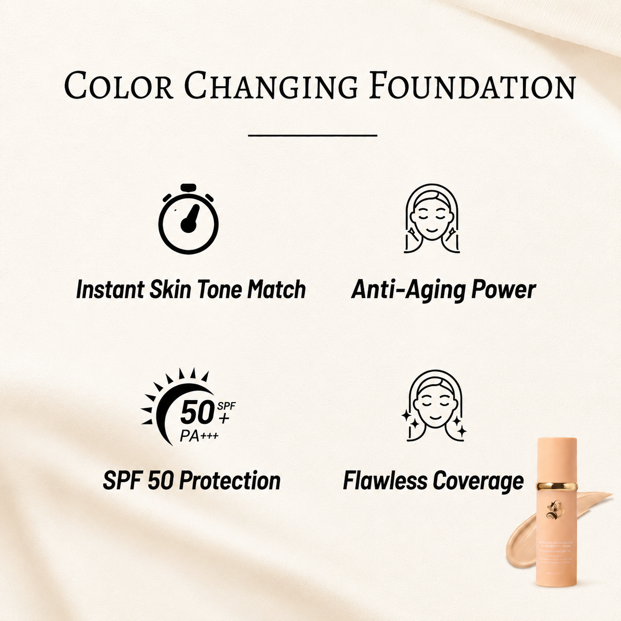 Biomimic Foundation 4 in 1 - Light Spectrum, Liquid Foundation for Flawless